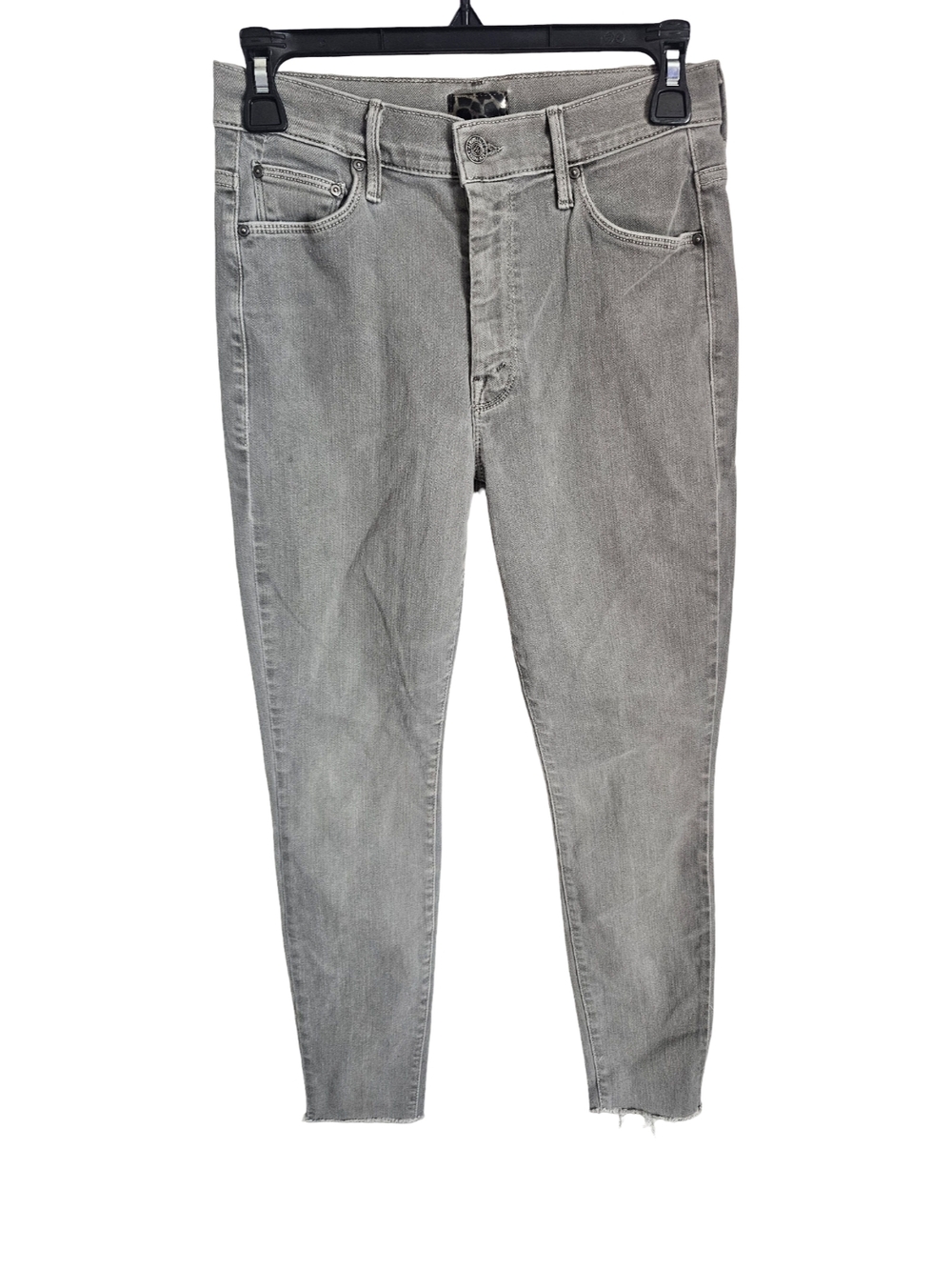 Mother Looker Ankle Fray Jeans Grey High Waist Skinny Womens Size 28